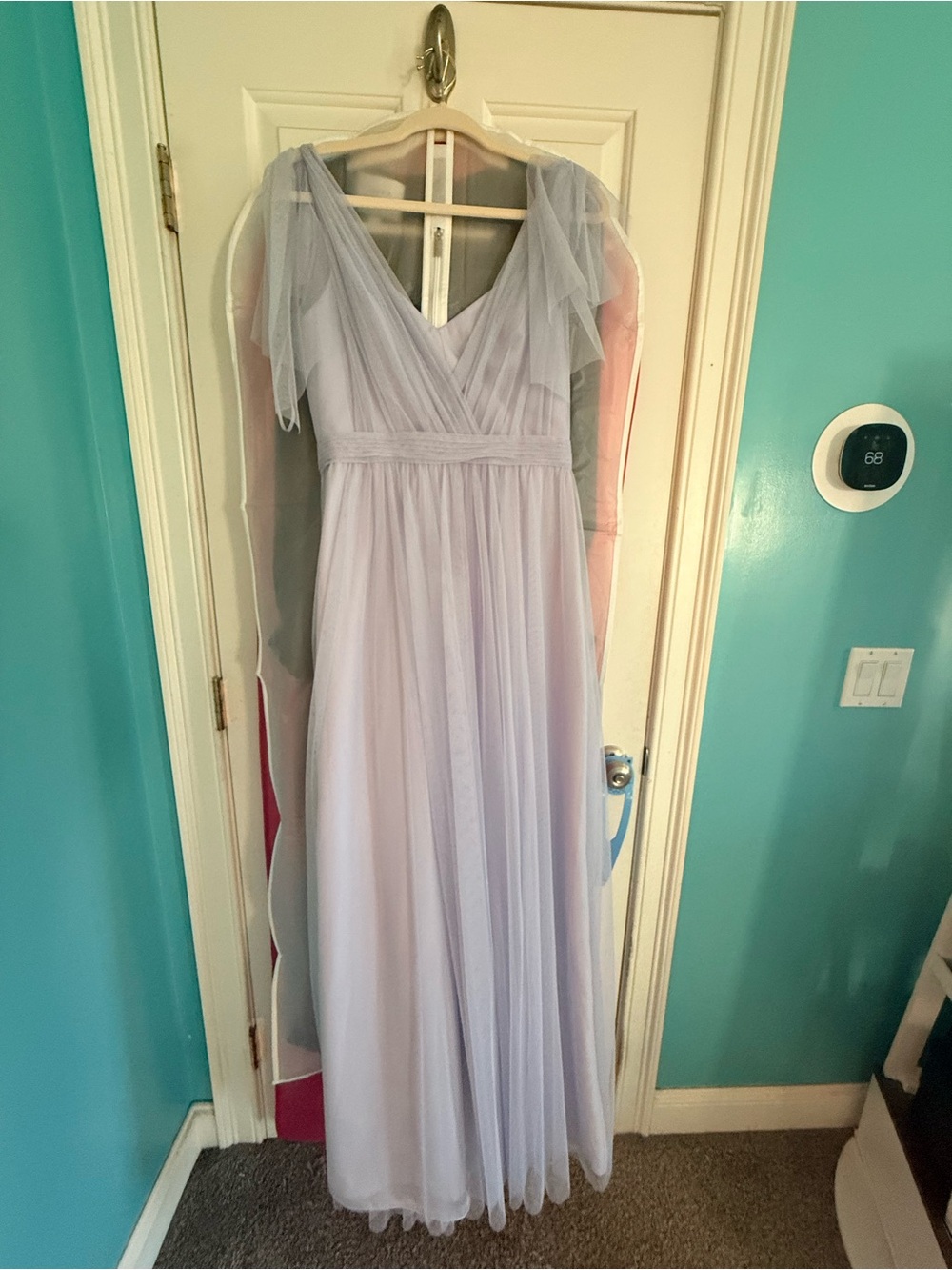 Amsale Lilac Tulle Bridesmaid Dress Size 6 NWT Floor Length Wedding Formal Gown